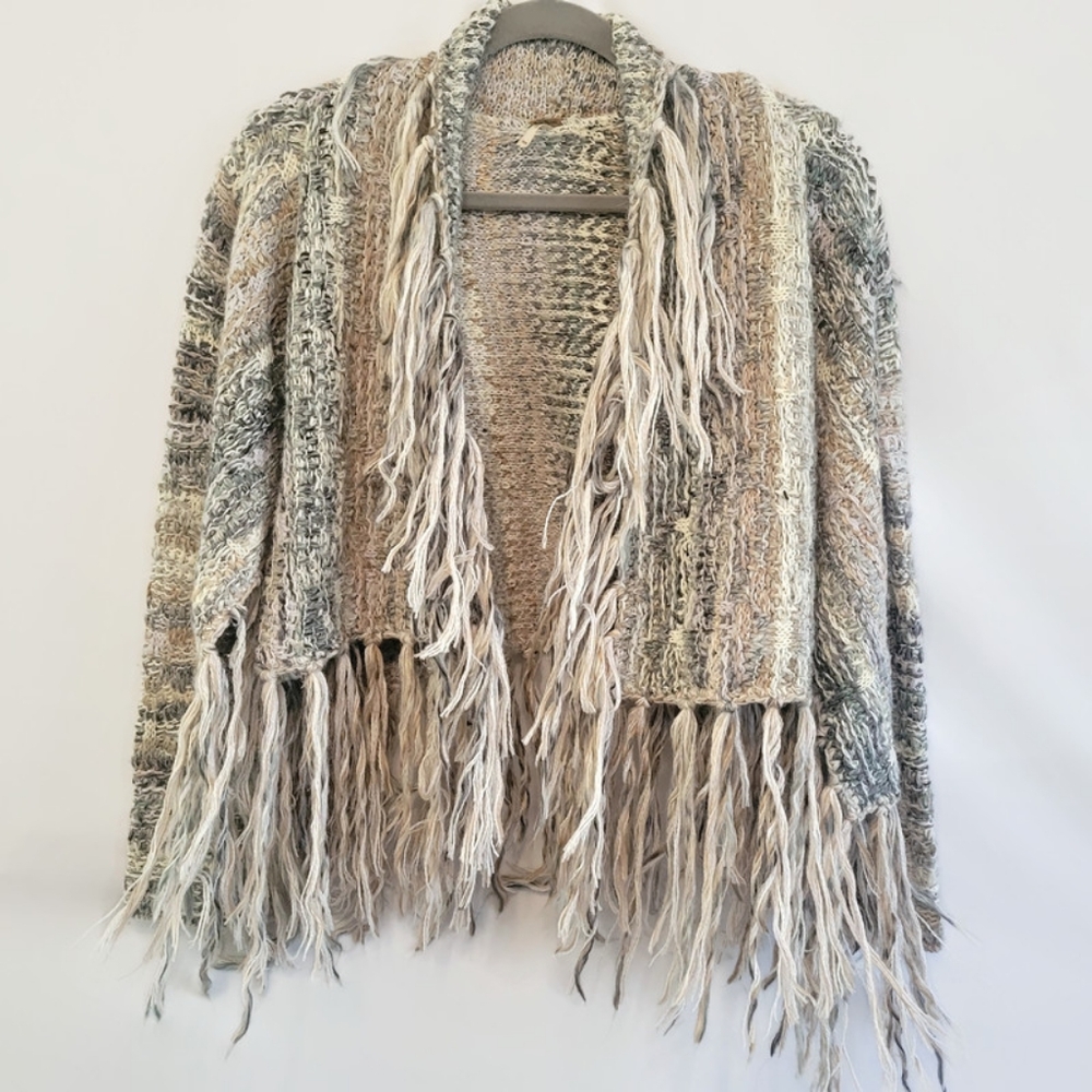 Free People Gray Fringe Cardigan - Picture 4 of 12